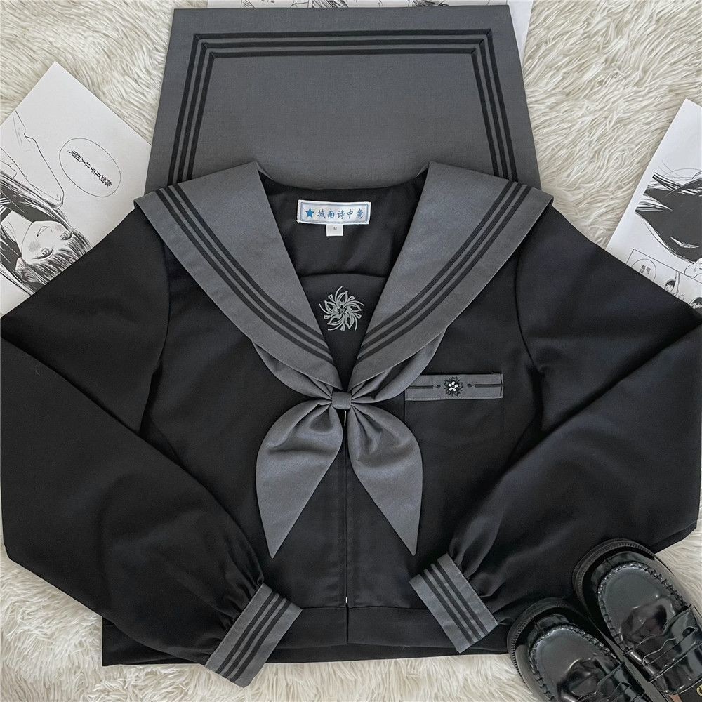 ชุดเครื่องแบบกะลาสี Jk แขนสั้น สองชิ้น สไตล์ญี่ปุ่น สําหรับเด็กผู้หญิง - รูปที่ 4