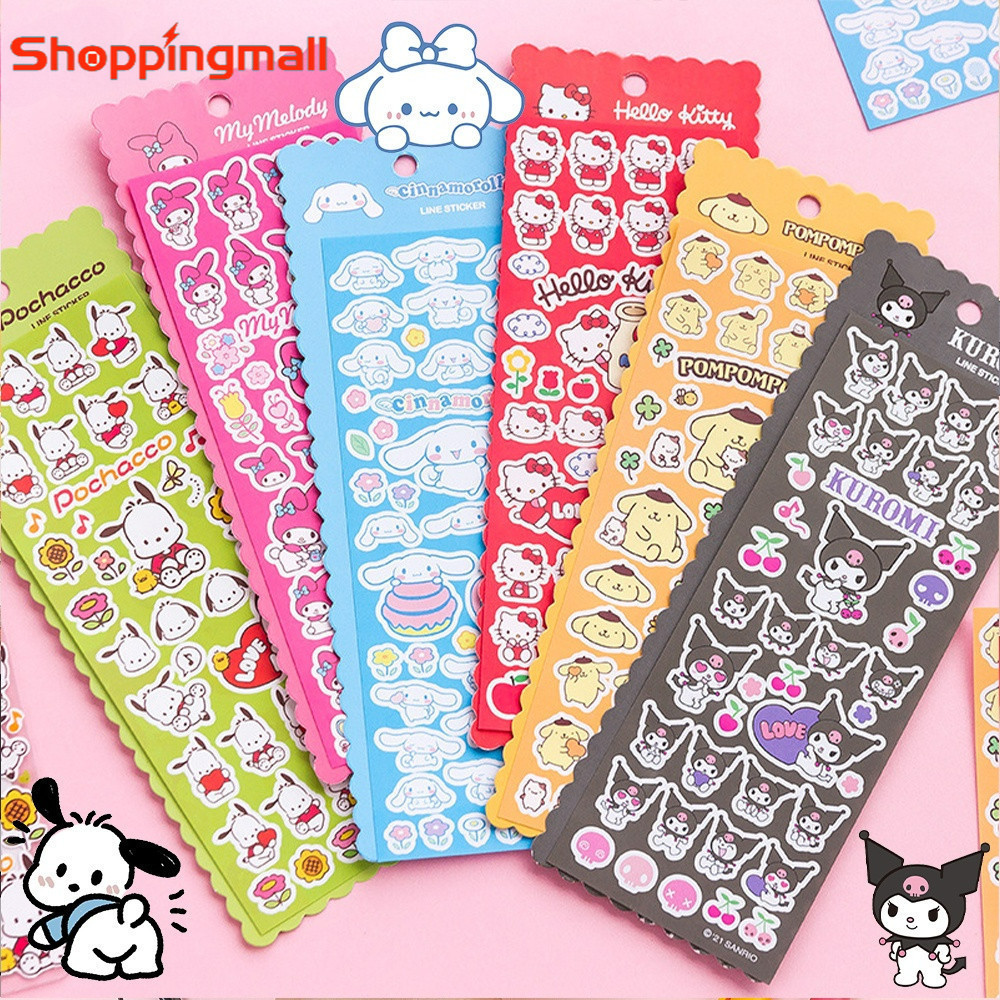 [Sunshine] สติกเกอร์ PVC ใส ลายการ์ตูนอนิเมะ Sanrio น่ารัก มีกาวในตัว กันน้ํา สําหรับติดตกแต่งสมุด DIY