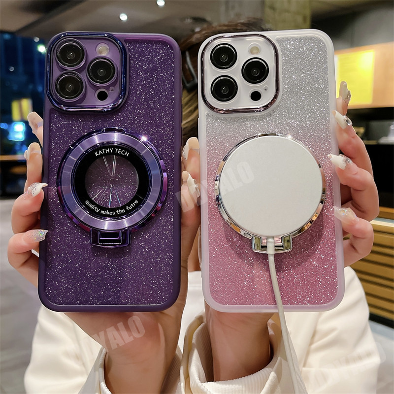 เคสโทรศัพท์มือถือ ซิลิโคน กันกระแทก แต่งกลิตเตอร์ พร้อมฟิล์มกันรอยกล้อง และขาตั้งแม่เหล็ก สําหรับ Xiaomi Redmi A3 Note 13 Pro Plus 4G 5G POCO X6 M6 Pro 4G 5G