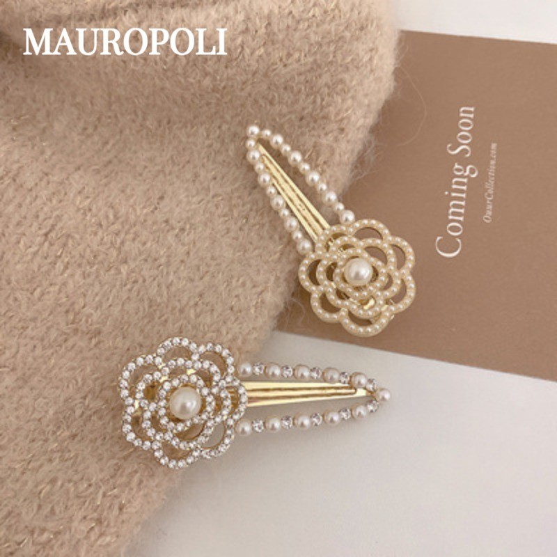Mauropoli [คลังสินค้าพร้อม] คลิปข้างดอกกุหลาบหรูหรากิ๊บติดผมหน้าม้าเข้ากันทั้งหมดกิ๊บติดผมหักคลิปแบนกิ๊บมุกปากเป็ดคลิปด้านข้างเครื่องประดับผม - รูปที่ 6