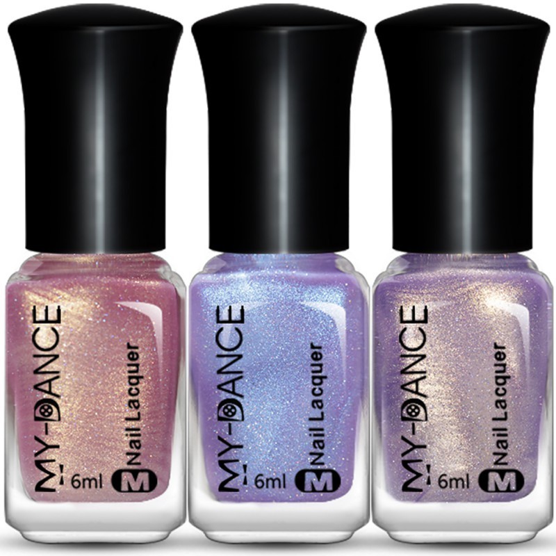 6ml Nail Art Long Lasting Pigment สีขาวสีชมพูสีฟ ้ า Glitter Shimmer Shell ยาทาเล ็ บ