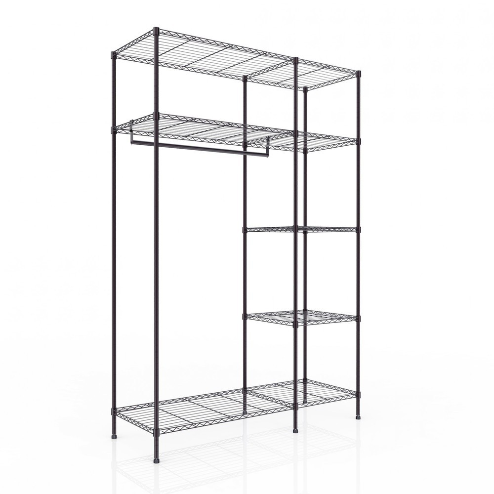 GlobalHouse HAWDD ราวแขวนตั้งพื้นพร้อมชั้นปรับระดับได้ รุ่น PENNY ขนาด 45x120x180ซม.สีดำ  สินค้าของแท้คุณภาพดี