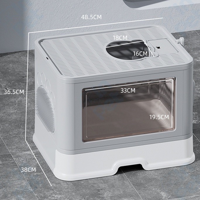 INPET ห้องน้ำแมวสไตล์โมเดิร์น ห้องน้ำแมวกำจัดกลิ่น ห้องน้ำแมวใหญ่ กระบะทรายแมว พับได้ 2 ทางเข้าออก