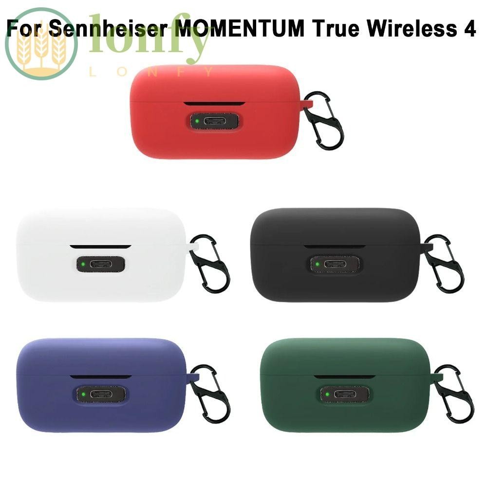 Lonfy เคสซิลิโคนนิ่ม ป้องกันรอยขีดข่วน กันกระแทก พร้อมตะขอ สําหรับ Sennheiser MOMENTUM True Wireless 4