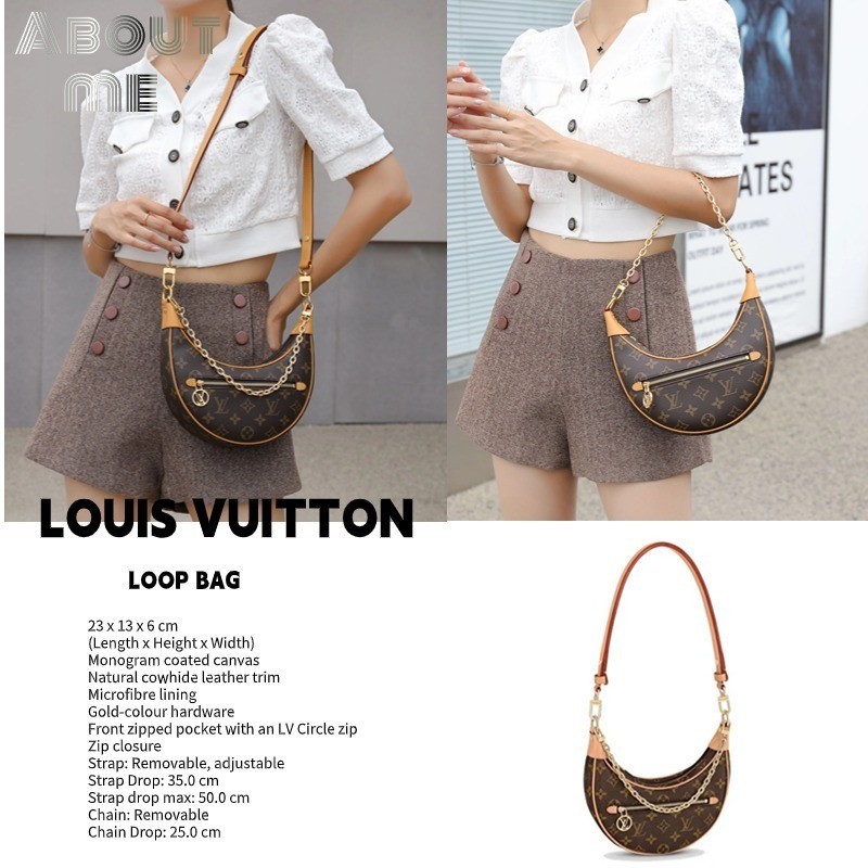 Louis Vuitton LOOP Crescent Bag LV Bag  กระเป๋าสะพายกระเป๋าถือผู้หญิง M81098