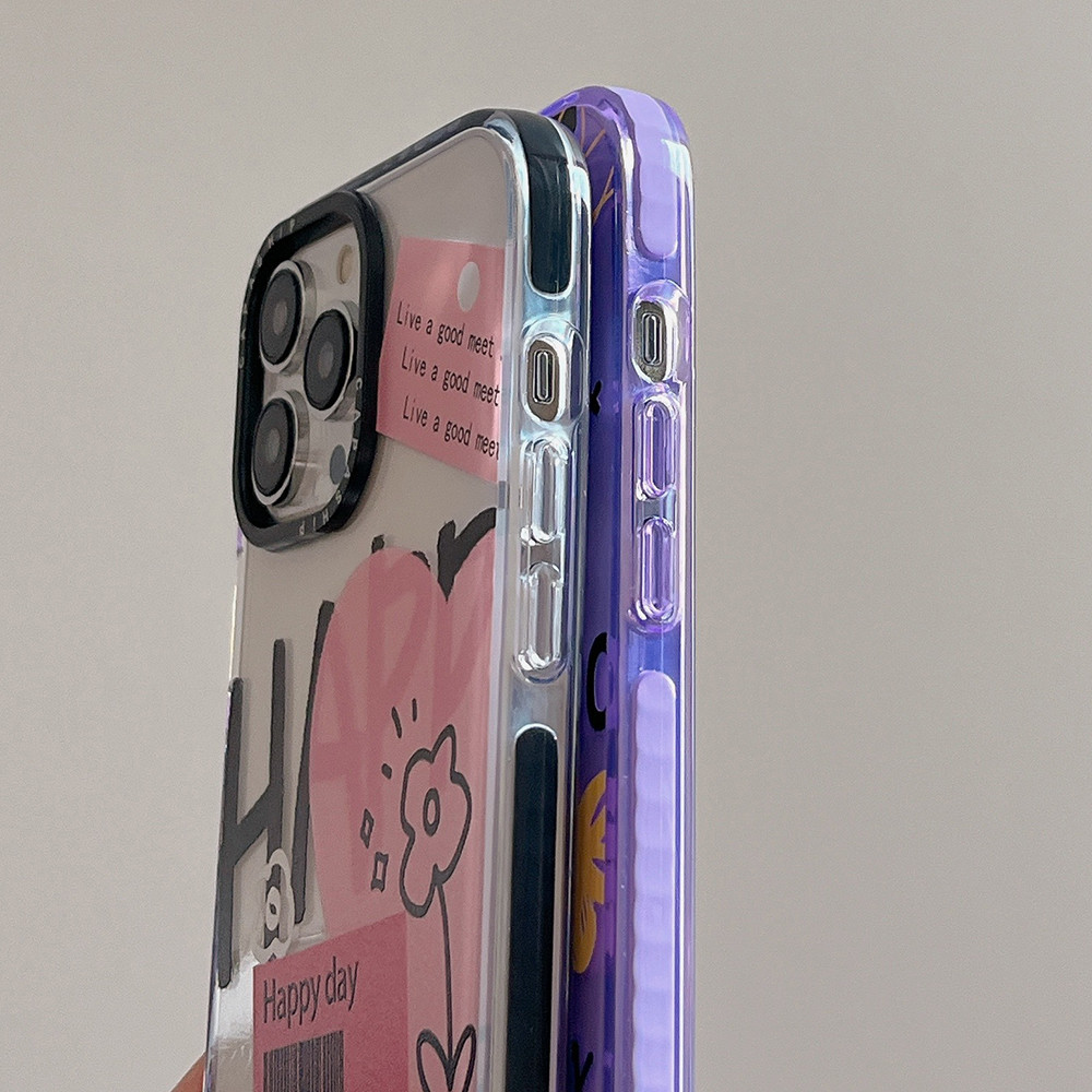 เคสโทรศัพท์มือถือแบบนิ่ม กันกระแทก ลายหน้ายิ้ม สีดํา สําหรับ iPhone 15ProMax 15Pro 15Plus 15 14 13 12 11 Pro Max - รูปที่ 4