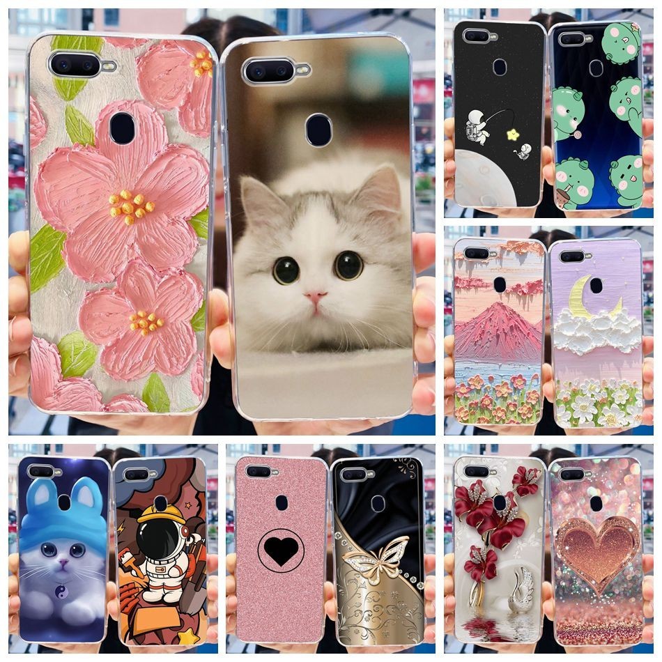 Oppo F9 F 9 Pro F9pro CPH1823 CPH1825 CPH1881 เคสโทรศัพท์ซิลิโคน TPU นิ่ม ใส ลายดอกไม้ แมวน่ารัก