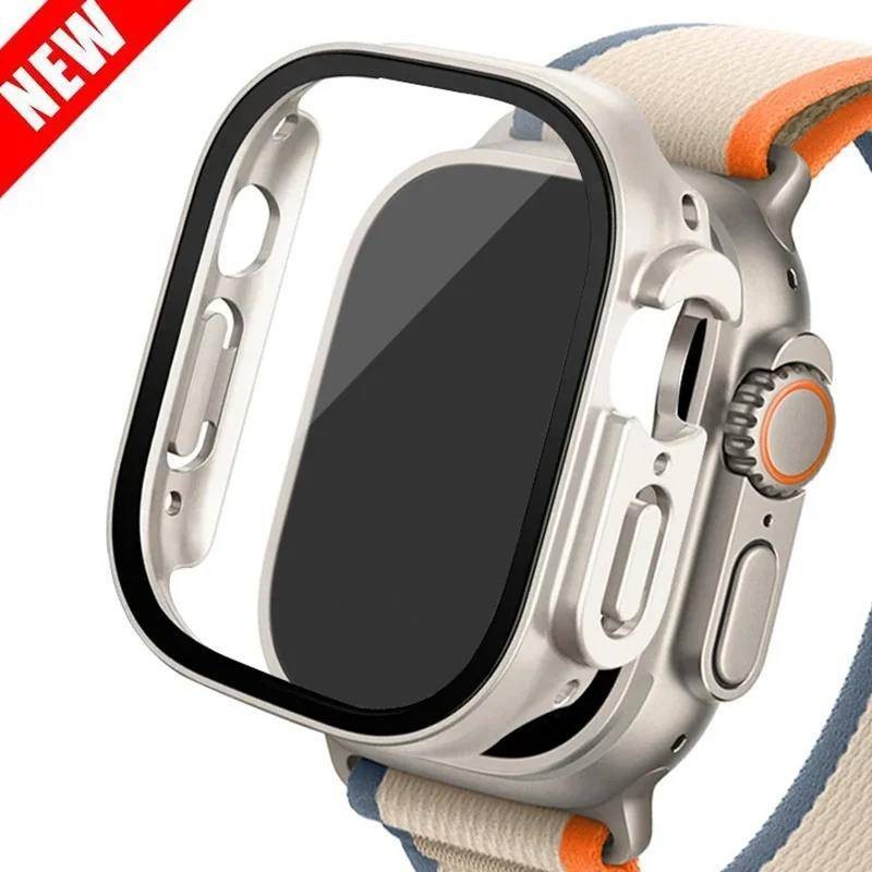 Apple WatchUltra WatchUltra2 เคสนาฬิกาข้อมือ PC แบบแข็ง หรูหรา + ฟิล์มกระจกนิรภัย สําหรับ Apple Watch Ultra 2 49 มม. ป้องกันรอยขีดข่วน สมาร์ทวอทช์ กันชน ป้องกันหน้าจอ
