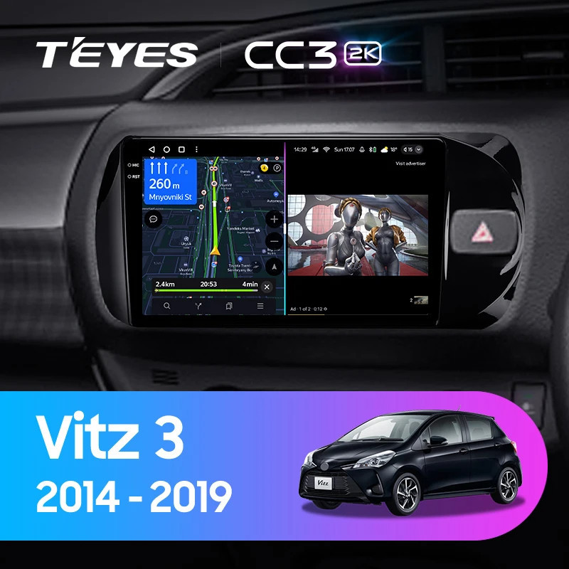 Teyes CC3L CC3 2K แผ่น dvd GPS นําทาง เครื่องเล่นมัลติมีเดีย วิทยุ เครื่องเล่นวีดีโอ มัลติมีเดีย สําหรับ Toyota Vitz 3 III XP130 2014-2019
