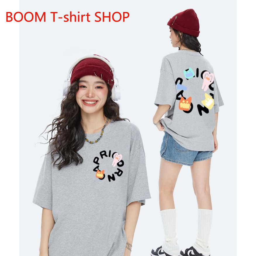 (กรุงเทพจัดส่งสินค้า)Boom Shop ตัวอักษรพิมพ์ลายสัตว์ประหลาดขนาดเล็กแขนสั้น OVERSIZE ผ้าคอตตอน100 สบาย และอบอุ่น