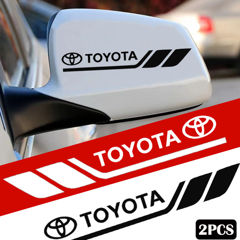 สติกเกอร์ติดกระจกมองหลังรถยนต์ สําหรับ Toyota Vios Revo Fortuner Camry Wildlander Avalon Prius Innova Corolla Racing Stripe 1 คู่