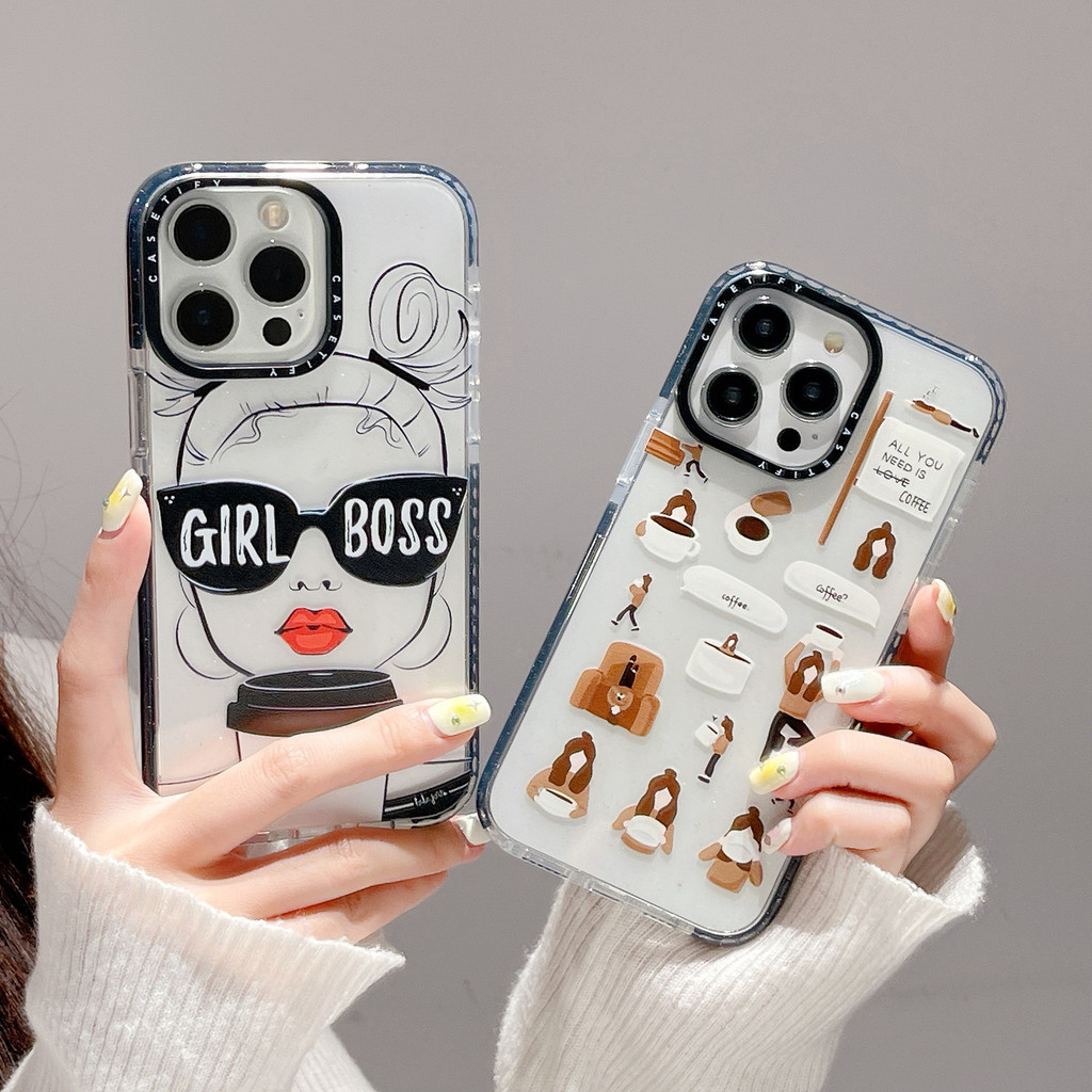 【Coffee Girl】casetify เคสโทรศัพท์มือถือ TPU นิ่ม แบบใส พิมพ์ลาย สําหรับ iPhone 15 Pro max 14 Pro 13 Pro max 12 Pro max 11 11Pro max 12