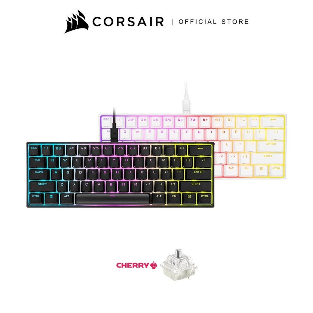 (EN) CORSAIR K65 RGB MINI 60% (Black / White) Mechanical Gaming Keyboard CH-9194010-NA