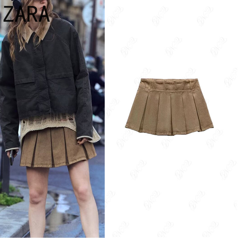 All-match Casual Slimmer ดูกระโปรง A-Line ขนาดเล็กต่ําเอวกระโปรงจีบกว้าง 3643090