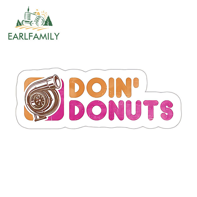 Earlfamily สติกเกอร์ไวนิล ลายโดนัท Doin Donuts กันน้ํา กันรอยขีดข่วน สําหรับติดตกแต่งกระจกมองหลังรถยนต์ รถบรรทุก ATV 13 ซม. x 4.9 ซม.