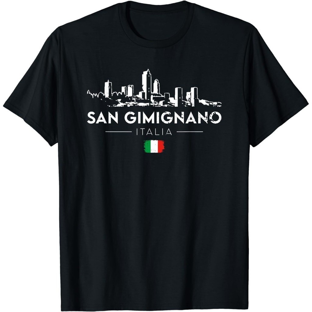 เสื้อยืด San Gimignano Italia Italia Flag Europe City Vacation Skyline