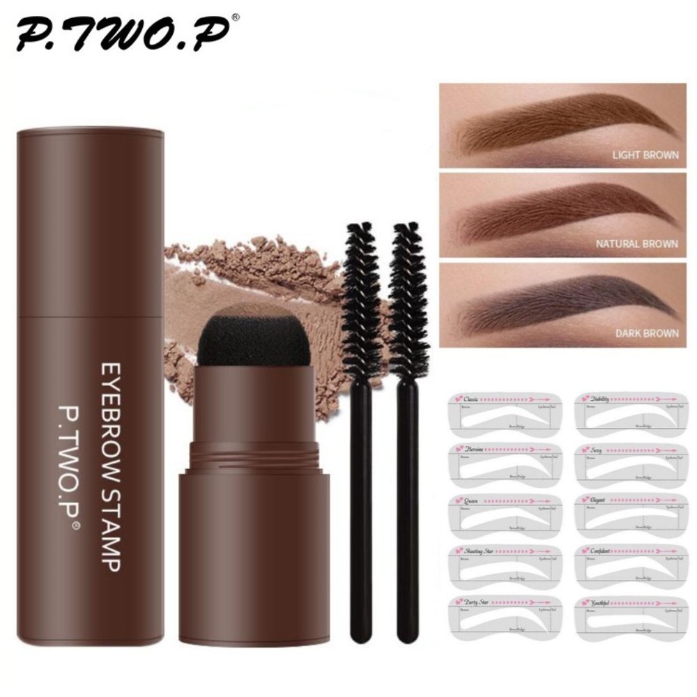 P.two.p One Step Eyebrow Stencil Kit Waterproof Long Lasting Eyebrow Stamp Hairline Shadow Powder Stick