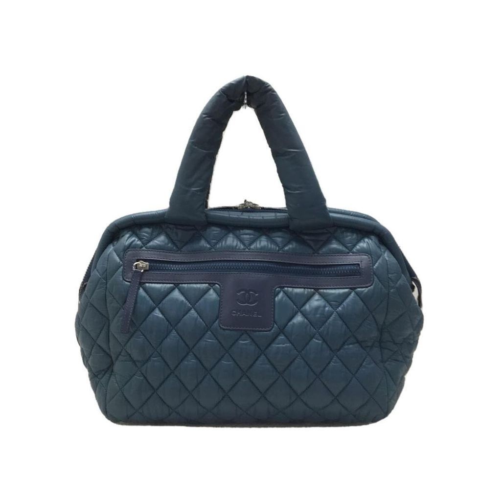 Chanel กระเป๋าถือ กระเป๋าโท้ท ควิลท์รังไหม ไนลอน สีฟ้า ส่งตรงจากญี่ปุ่น มือสอง

