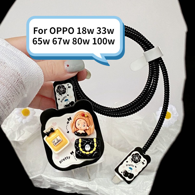 พร้อมส่ง สายชาร์จ oppo 33w เคส ป้องกัน สายชาร์จ oppo กันตก ลายผีเสื้อน่ารัก สําหรับ oppo 65w 67w 80w 100w realme 33w 18w reno 10 pro plus 7z 8 9 10 Android Type C