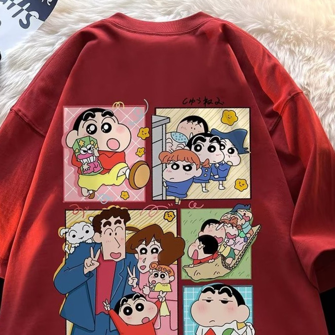พร้อมส่ง เสื้อยืด ผู้ชาย เสื้อครอปแขนสั้นพิมพ์ลายตัวอักษรสำหรับผู้หญิง แขนสั้นลําลอง คอกลม พิมพ์ลายการ์ตูนชินจัง และตัวอักษร Xiaoxin ครอบครัวระดมพล น่ารัก ขนาดใหญ่ หลากสี แฟชั่นฤดูร้อน สําหรับนักเรียนหญิง【M-8XL130KG】