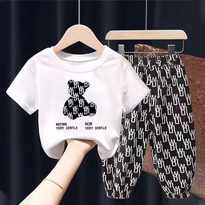 พร้อมส่ง เสื้อยืดแขนสั้น สําหรับเด็ก 2 ชิ้น