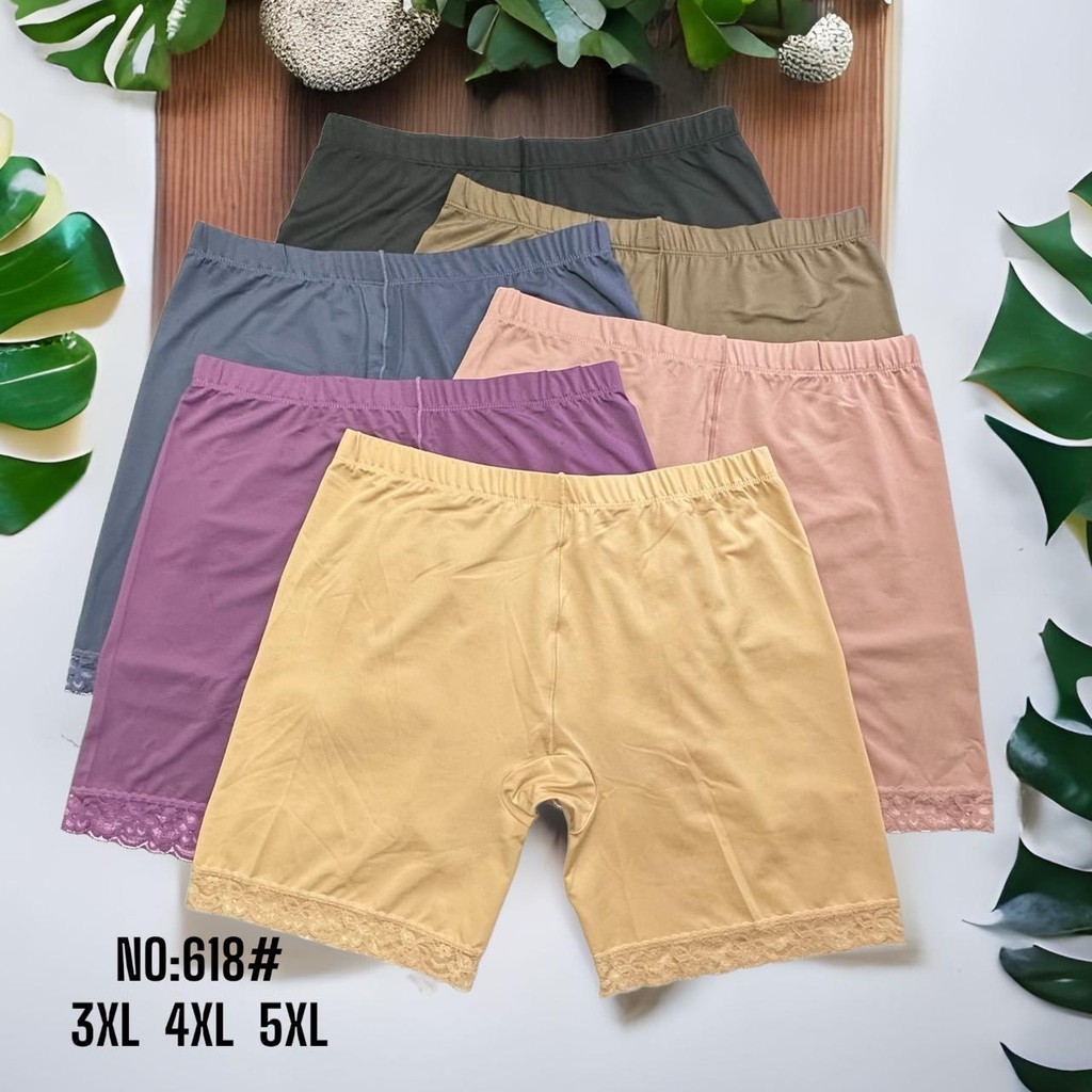 ESUNA 618 กางเกงซับในผู้หญิง กันโป้ ไซส์ใหญ่พิเศษ มีไซส์ 3XL,4XL,5XL ขาลูกไม้ เนื้อผ้ามัน ยืดหยุ่นดีมาก