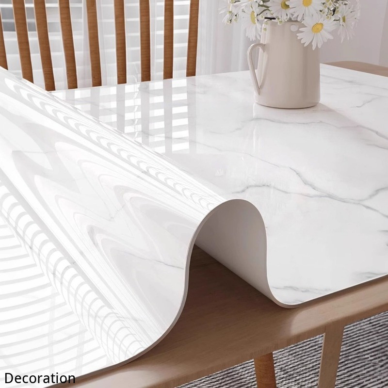 หินอ่อนพีวีซีเสื่อโต๊ะแก้วอ่อนกันน้ําและกันน้ํามันโต๊ะรับประทานอาหารเคาน์เตอร์แผ่นป้องกัน