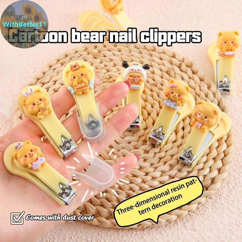 Better น่ารักการ์ตูน Butter Bear กรรไกรตัดเล็บพร้อมฝาครอบแบบพกพา Toes เล็บ Trimmers มีดผู้ใหญ่และเด็