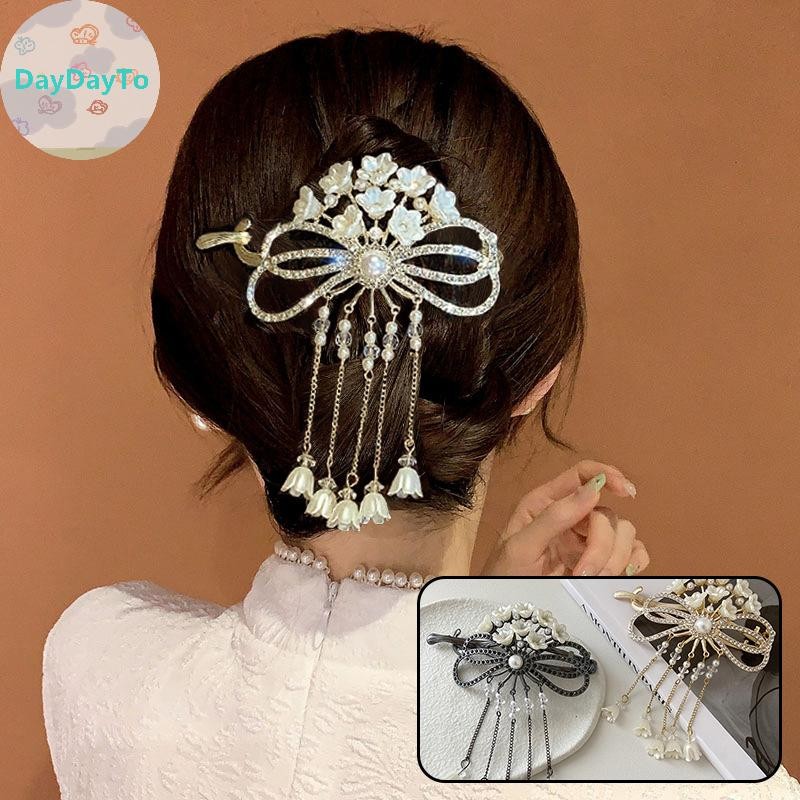 Daydayto Hollow Out Bowknot กิ๊บติดผมผู้หญิงคริสตัลดอกไม้ sel ผม Claw สาวแฟชั่น Elegant เงา Barrettes ผม Accessoires TH
