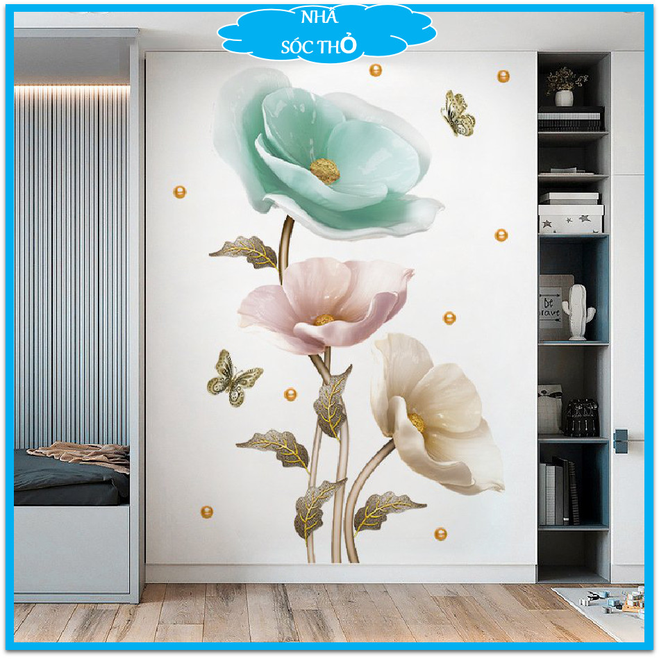 [HCM] CRYSTAL FLOWER WALL PAINTINGS DECOR BEDROOM, LIVING ROOM - ROOM DECOR