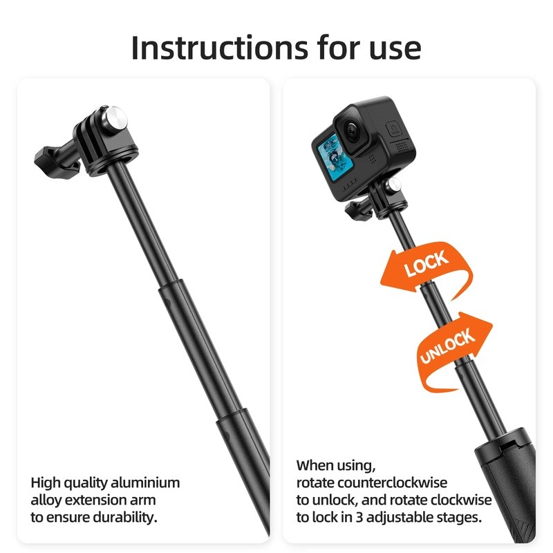 Telesin บาร์พยุงตัวใต้น้ําดําน้ําไม้เซลฟี่แบบยืดได้ขาตั้งกล้องสําหรับ Gopro Insta360 DJI OSMO อุปกรณ์เสริมสําหรับกล้องกีฬา