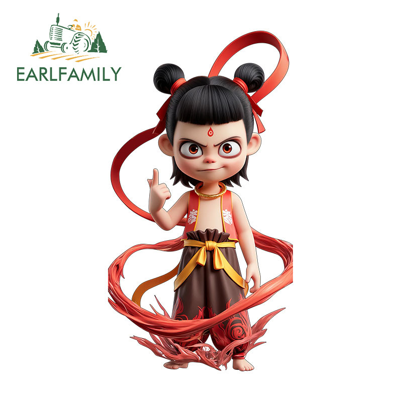 Earlfamily Nezha การ์ตูนอารมณ์ขันรถสติกเกอร์ Occlusion Scratch รถจักรยานยนต์กระดานโต้คลื่น Windows Creative ไวนิล Decals กันน้ํา Amusing Street ป้าย