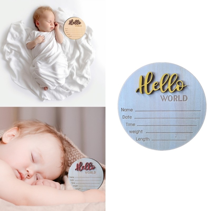 WIT ป้ายชื่อเด็ก Unisex Birth Plaque Studio Props สําหรับทารกแรกเกิด Photoshoots และ Nursery Display
