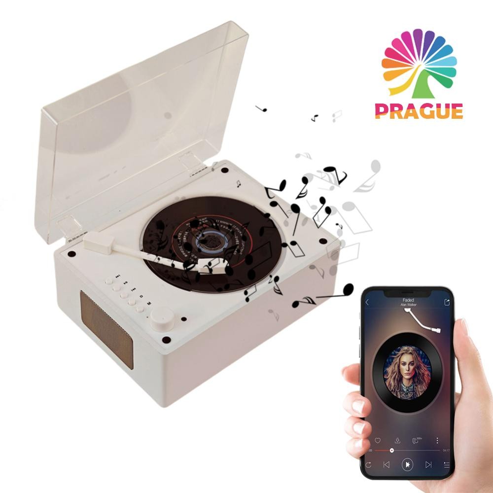 Retro CD Player บลูทูธ 5.0 แบบพกพา Vintage CD เครื่องเล่นเพลง 3.5 มม.AUX เสียงสเตอริโอ USB ชาร์จ Lossless Player สําหรับ Home [prague.th]