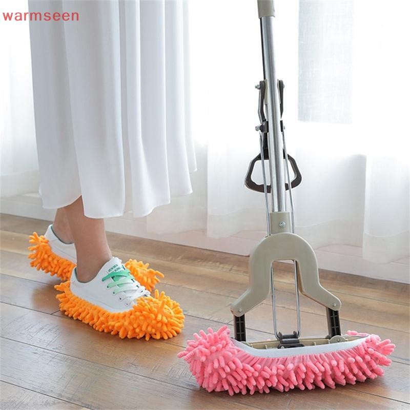 (อบอุ่น) Dust Duster Mop รองเท้าแตะรองเท้า, Multi Function Washable Microfiber Foot Socks รองเท้าทําความสะอาดพื้น Cover