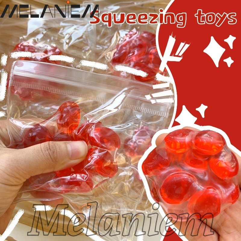 อัญมณีแดง Noisy Ball Pinch Toy - Shapeable Compression Ball Squishy Toy - Cute, Cartoon, Slow Reboun