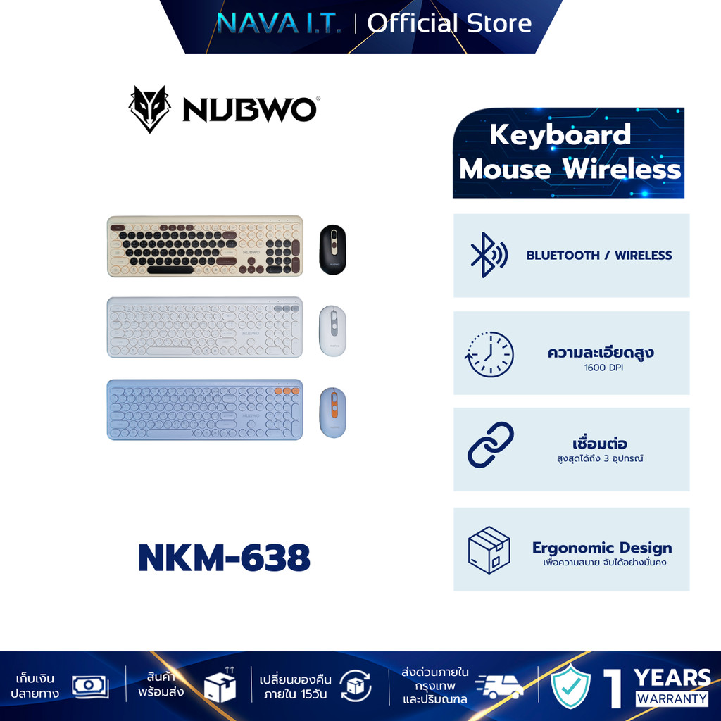 NUBWO NKM-638 WIRELESS+BLUETOOTH KEYBOARD AND MOUSE