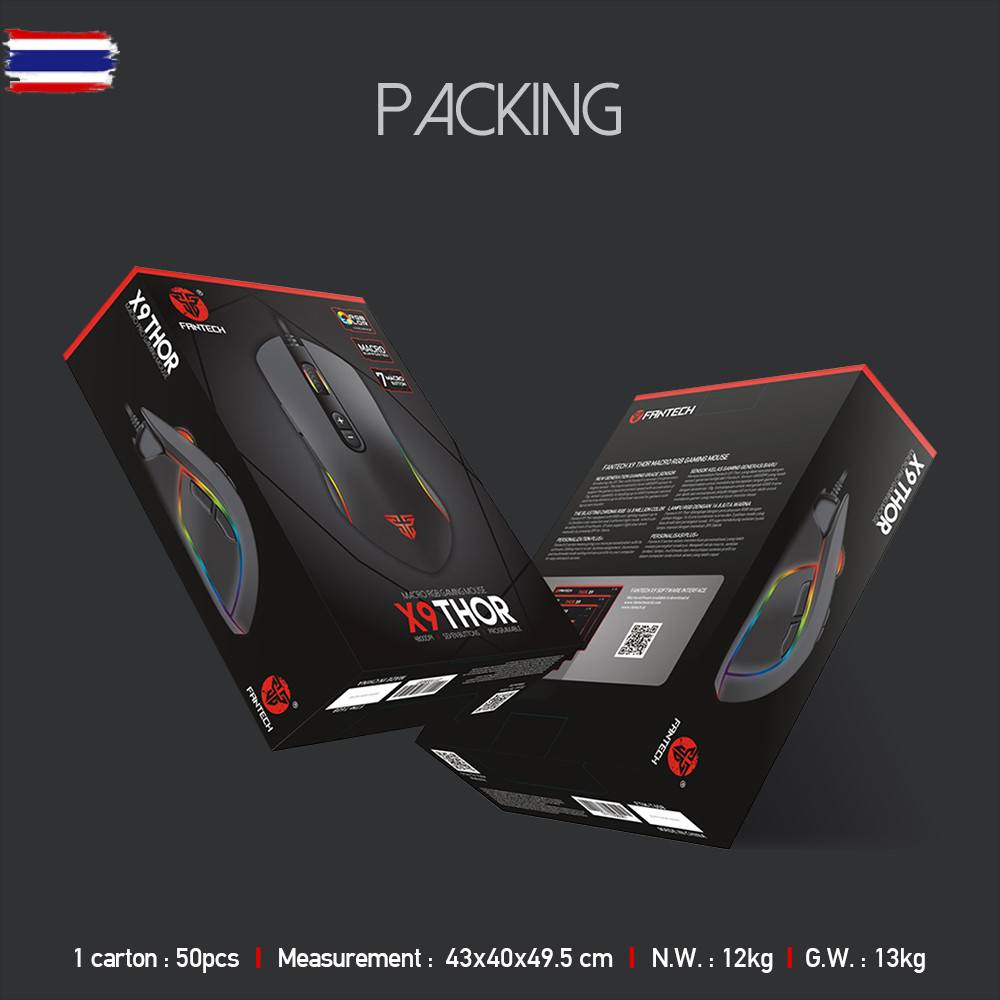FANTECH รุ่น X9 THOR Optical Macro Key RGB Gaming Mouse เมาส์เกมมิ่ง ออฟติคอล ตั้งมาโครคีย์ได้ ความแ