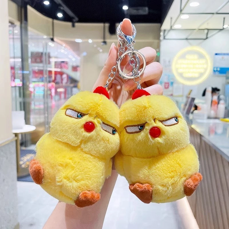 น่ารักเอียงตาเจี๊ยบตุ๊กตาพวงกุญแจการ์ตูนตุ๊กตาจี้สําหรับกระเป๋าส่วนบุคคลของขวัญ