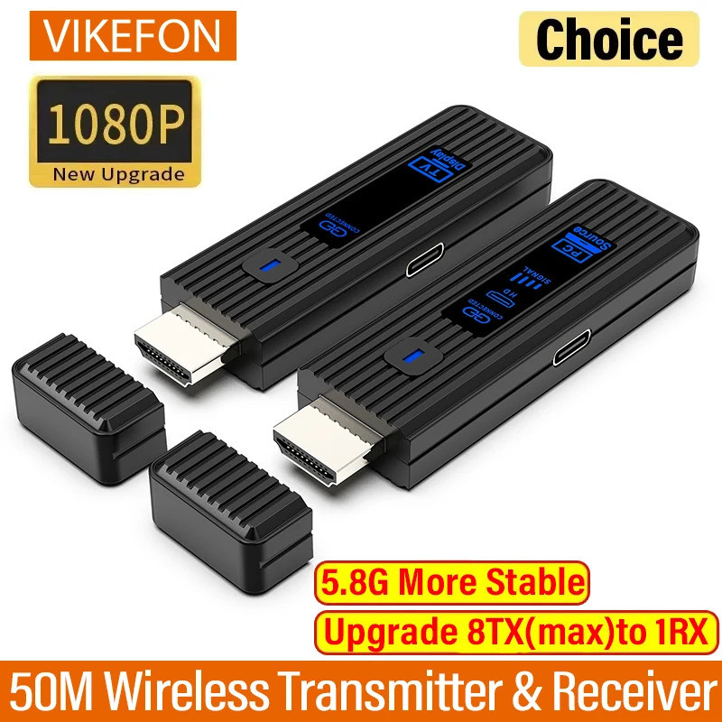 Wireless HDMI Extender เครื่องส่งสัญญาณวิดีโอ 50M 1080P @ 60Hz 1TX ถึง 1RX สําหรับ PS4 กล้องแล็ปท็อป PC TO TV Monitor โปรเจคเตอร์