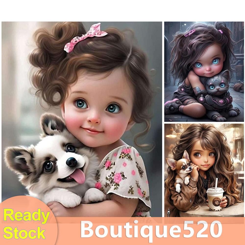 #F 5d DIY เต็มรอบเจาะเพชรจิตรกรรมสาวชุดตกแต่งบ้าน Art Craft [boutique520.th]