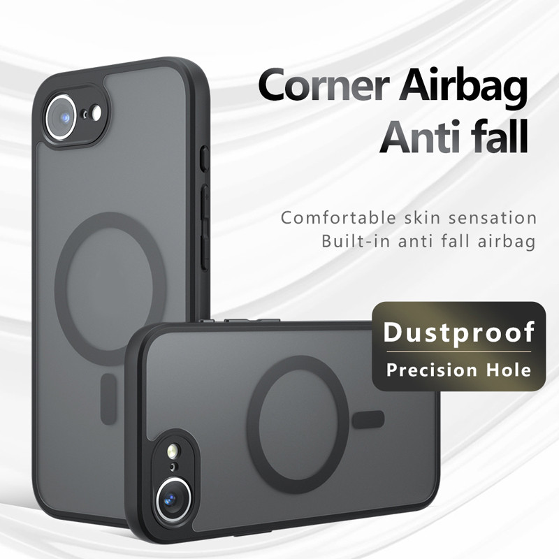 สําหรับ iPhone 16E 17E กรณี ELVEV กันกระแทก Frosted ผิวรู้สึก Matte PC + TPU ป้องกันลายนิ้วมือฝาครอบโปร่งใส