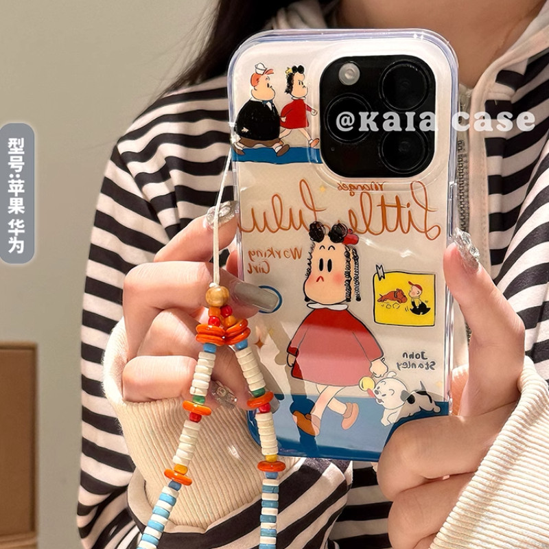 Huiwanju สาวการ์ตูนลูกสุนัขสําหรับ iphone16promax เคสโทรศัพท์มือถือ Apple 13 ใหม่ 15promax พร้อมเชือกเส้นเล็ก 14 ผู้หญิง 11 Apple 12 เคสโทรศัพท์มือถือ