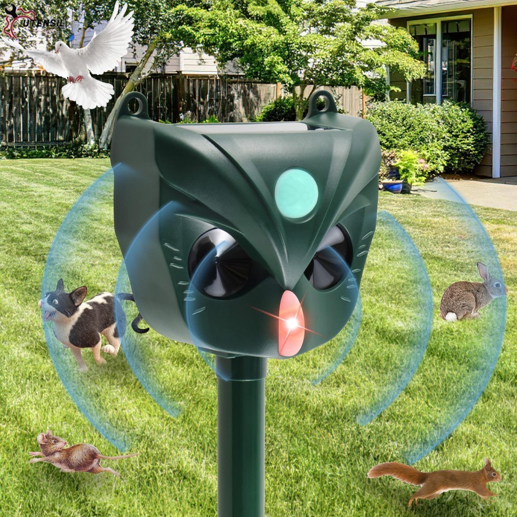 Ultrasonic Cat Deterrents 5 โหมดความไว Solar Cat Repellent 1800mAh อุปกรณ์ไล่แมลงพลังงานแสงอาทิตย์กันน้ํา SHOPSBC9172
