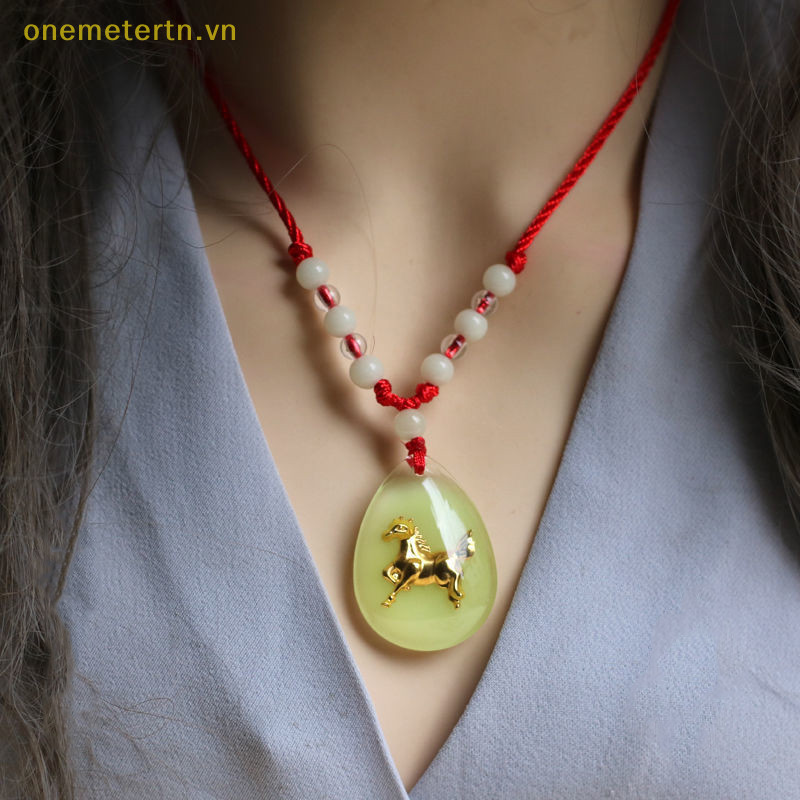 Onemetertn Zodiac Red Rop จี้สร้อยคอลูกปัดส่องสว่างสําหรับผู้หญิงผู้ชาย Constellation สัตว์คริสตัล C