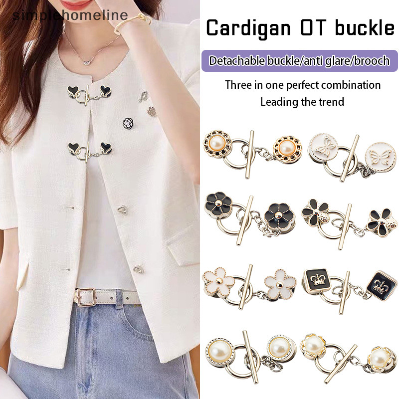 [simplehomeline] ใหม่ เข็มกลัดโซ่ รูปดอกไม้ ประดับไข่มุก สไตล์ฝรั่งเศส กันแสงไฟ ลอกออกได้ สําหรับติดคอเสื้อโค้ท