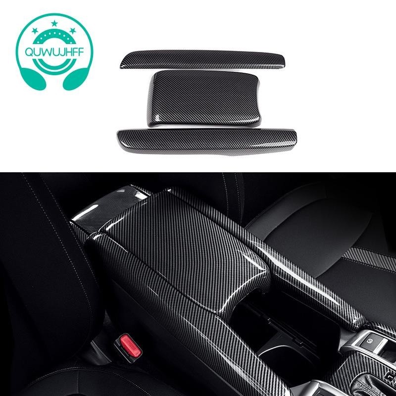 (quwujhff) ฝาครอบที่เท้าแขน คาร์บอนไฟเบอร์ สําหรับ Honda Civic 10Th 2016 2017 2018 2019