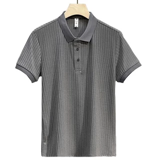 CLIFF เสื้อโปโลผู้ชาย【6สี M-3XL】แขนสั้น ติดกระดุม เข้ารูป ระบายอากาศได้ดี ลําลอง สไตล์เรียบง่าย สําหรับผู้ชาย ลายขวาง