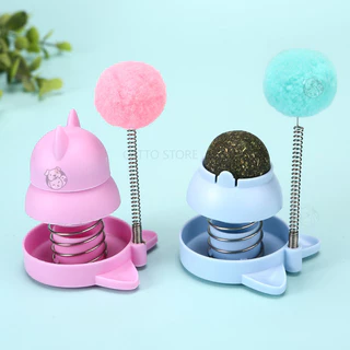 ลูกบอลแมว ไม้ตกแมว 2in1แคทนิปบอล ติดกำแพง ไม่กลิ้งหาย catnip ball ของเล่นแมว OO