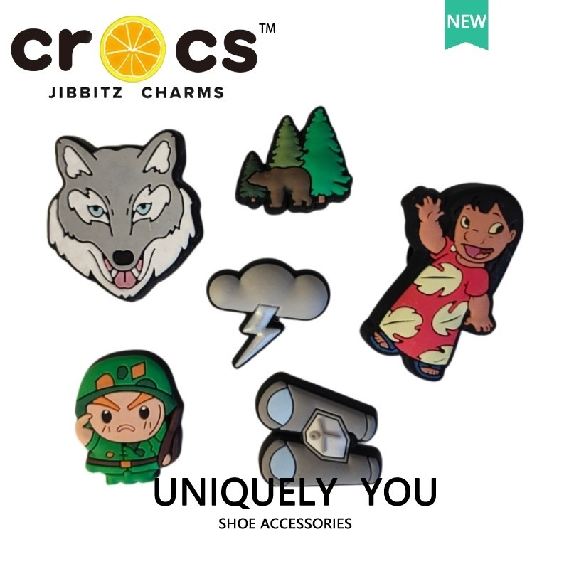 jibbitz crocs แท้ charms หัวเข็มขัดรองเท้า กล้องโทรทรรศน์หมาป่า การ์ตูน DIY อุปกรณ์เสริมรองเท้า